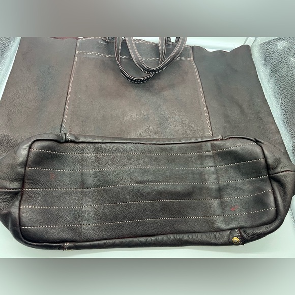 3RD FLOOR Made in Italy Dark Brown Reddish Leather Embellished Oversized XL Tote - Picture 13 of 17
